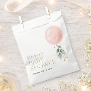 Pink Balloon, Eucalyptus, Greenery, Baby Shower Favor Bag