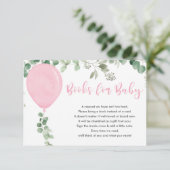 Pink balloon eucalyptus greenery books for baby en enclosure card (Standing Front)
