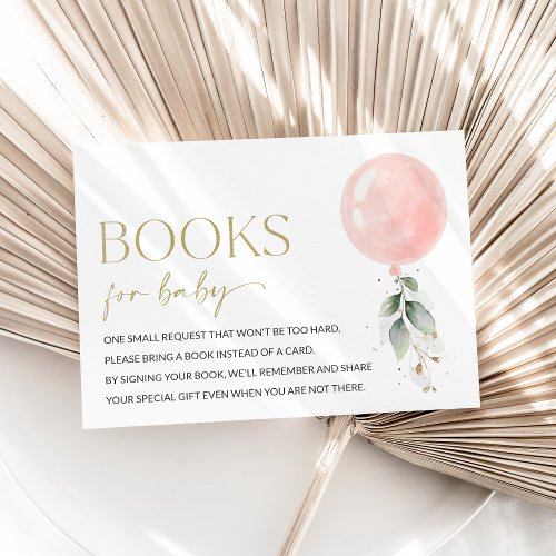 Pink Balloon Eucalyptus Greenery Books For Baby Enclosure Card