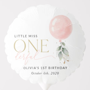 Pink Balloon, Eucalyptus, Greenery, First Birthday Balloon