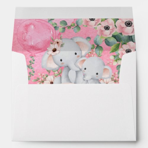 Pink Balloon Eucalyptus Mom Baby Elephant Custom Envelope