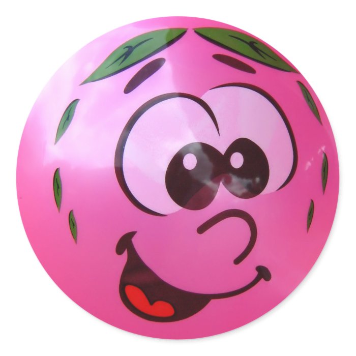 Pink balloon face round stickers