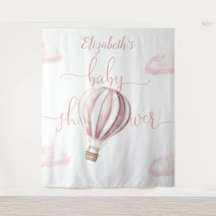 Pink Balloon Girl Baby Shower Photo Backdrop