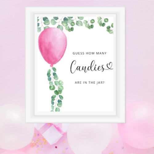 Pink Balloon _ Guess how many candies Poster