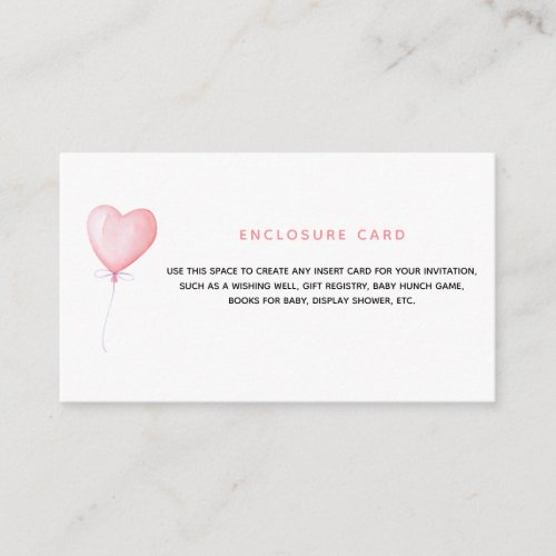 Pink Balloon Heart Enclosure Card