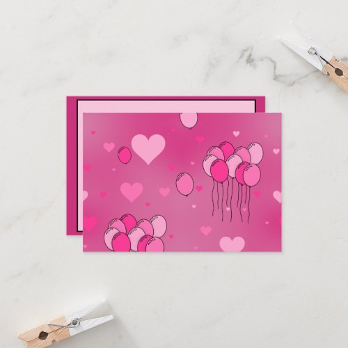 Pink balloon heart invitation 