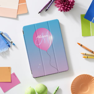 Pink Balloon in Sky Inspirational Name Monogram iPad Pro Cover