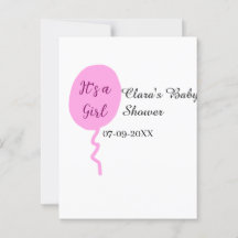 Pink balloon it's a girl baby shower add name date