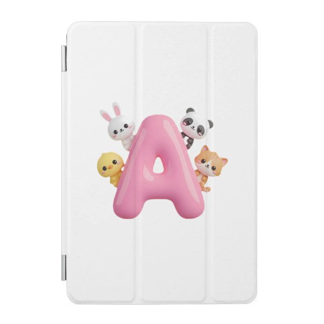 Pink Balloon Letter A Forest Animals iPad Cover (Front)