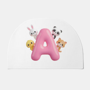 Pink Balloon Letter A Nursery Door Mat