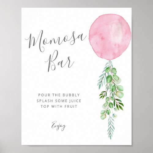 Pink Balloon Mimosa Bar Baby Shower Game Poster