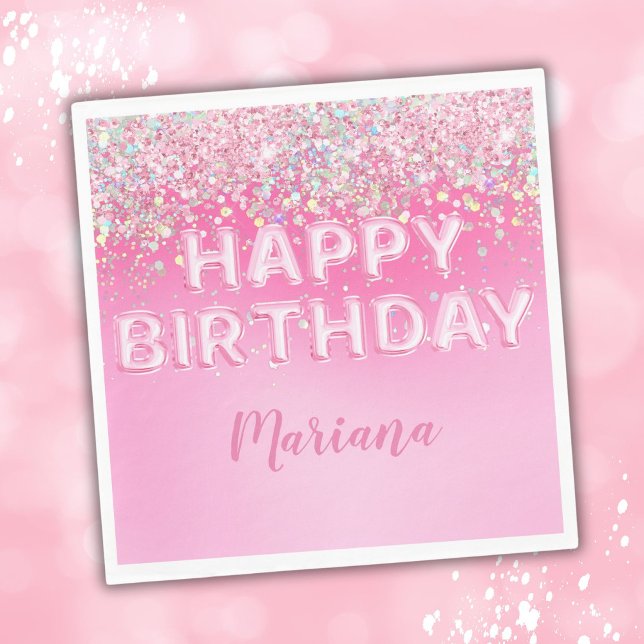 Pink Balloon Ombre Birthday Party Napkins (Creator Uploaded)
