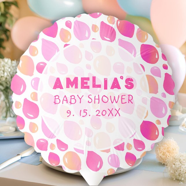 Pink Balloon Pattern Baby Girl Baby Shower Balloon (Creator Uploaded)