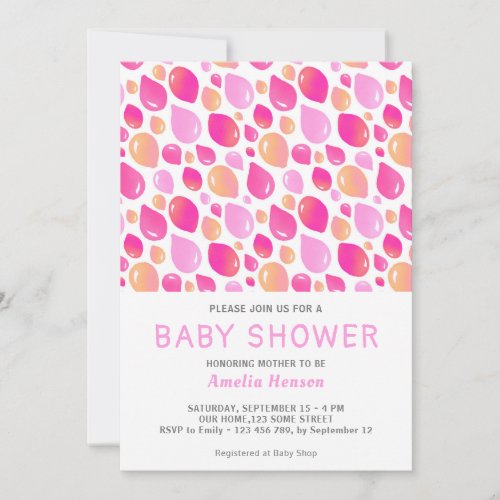 Pink Balloon Pattern Baby Girl Baby Shower  Invitation