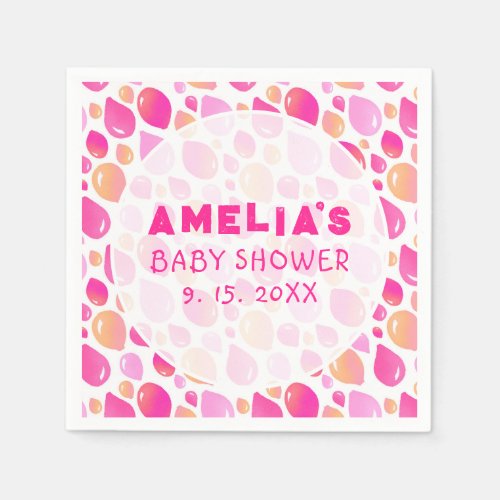 Pink Balloon Pattern Baby Girl Baby Shower Napkins