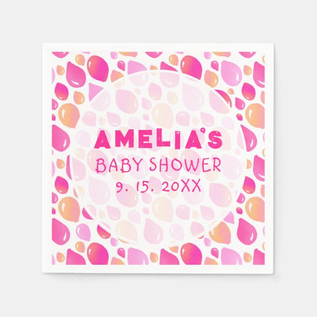 Pink Balloon Pattern Baby Girl Baby Shower Napkins (Front)