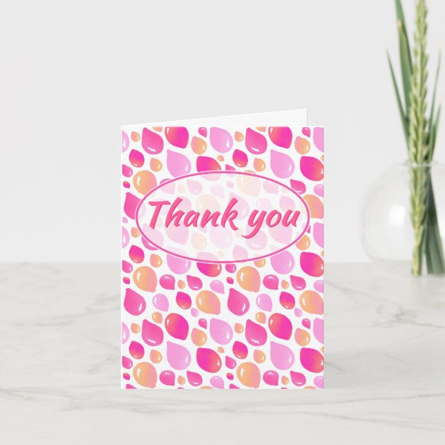 Pink Balloon Pattern Girl Baby Shower Thank You Card (Front)