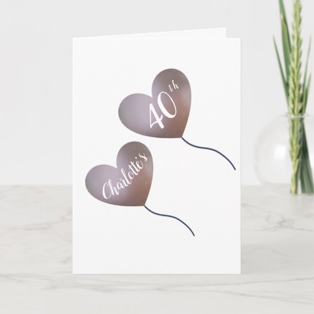 pink balloon personalized 40th birthday card (Front)