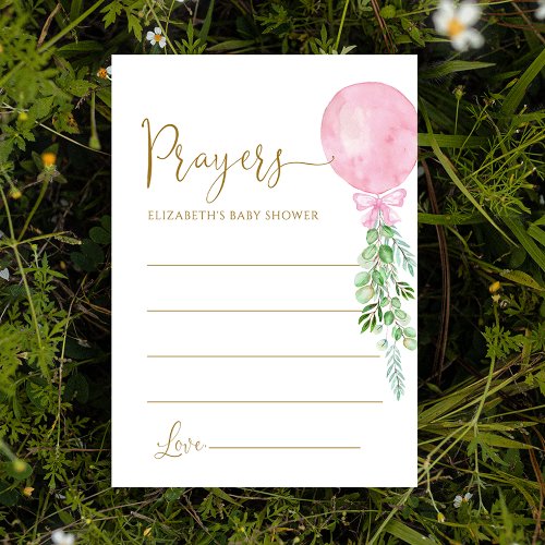 Pink Balloon Prayers For Baby Enclosure Card