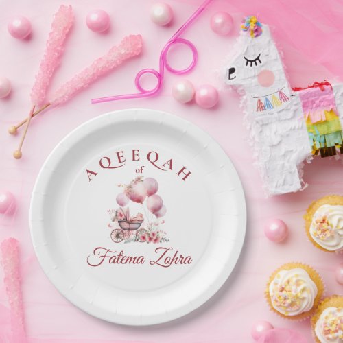 Pink Balloon Stroller Baby Girl Muslim Aqiqah