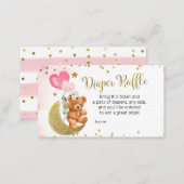 Pink Balloon Teddy Bear Diaper Raffle Enclosure Card (Front/Back)