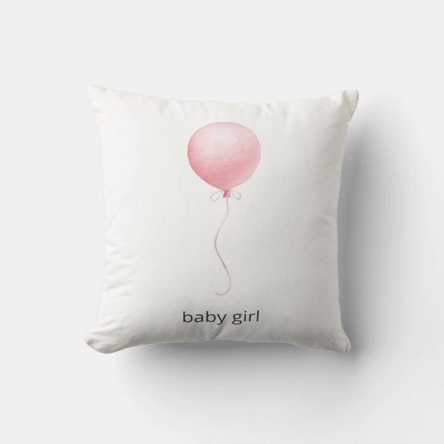 Pink Balloon Throw Pillow (Front)