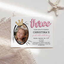 Pink Balloon Type | Cute Girls Photo 3rd Birthday