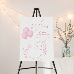 Pink Balloon Unicorn Baby Shower Welcome Sign