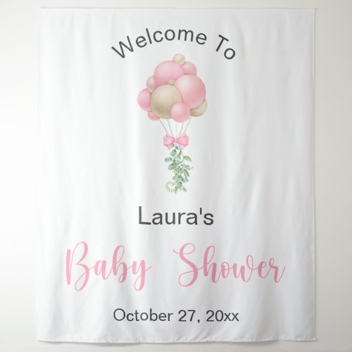 Pink Balloons Baby Shower Tapestry