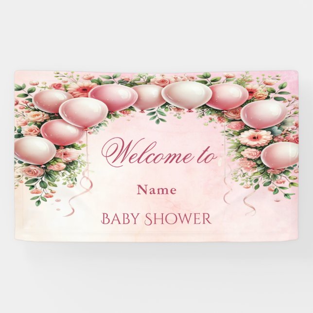 Pink Balloons Banner (Horizontal)