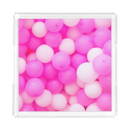 Pink Balloons Festive Background Design Acrylic Tray