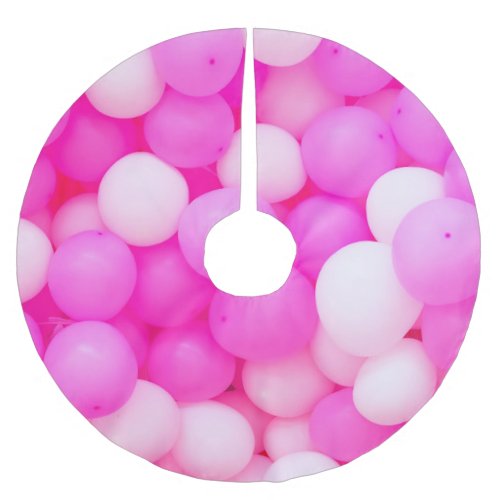 Pink Balloons Festive Background Design Brushed Polyester Tree Skirt