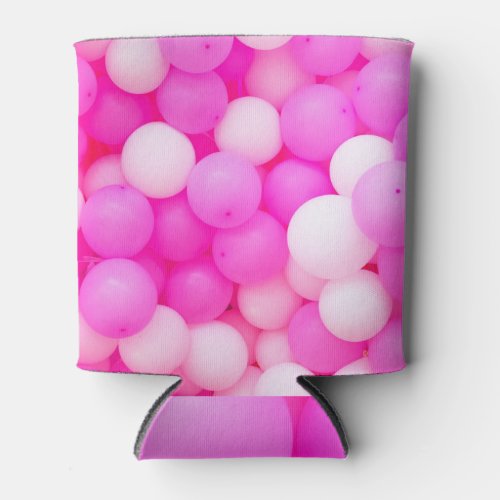 Pink Balloons Festive Background Design Can Cooler