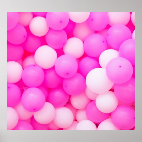 Pink Balloons Festive Background Design Poster