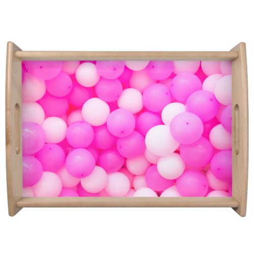 Pink Balloons Festive Background Design Serving Tray