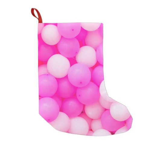 Pink Balloons Festive Background Design Small Christmas Stocking