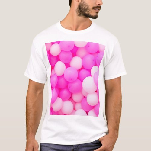 Pink Balloons Festive Background Design T_Shirt