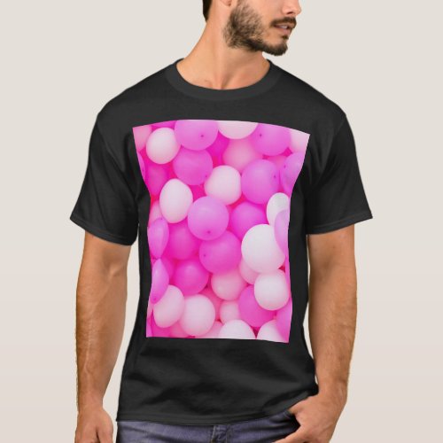 Pink Balloons Festive Background Design T_Shirt