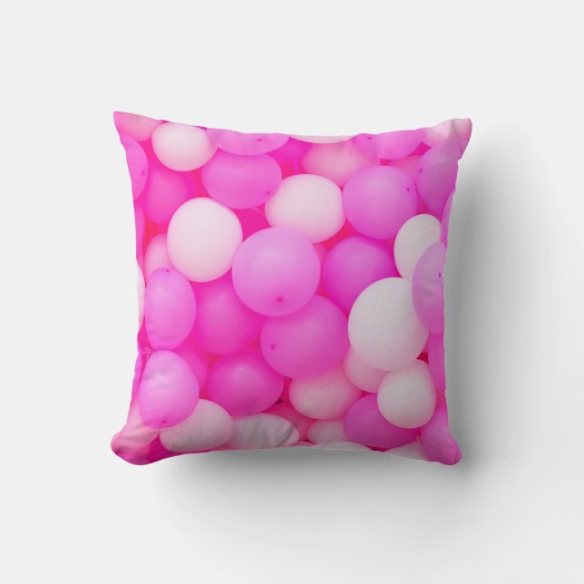 Pink Balloons Festive Background Design. Throw Pillow (Front)