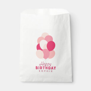 Pink Balloons Happy Birthday Favor Bag