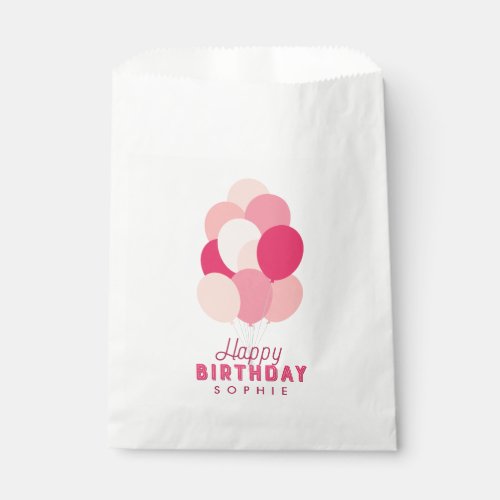 Pink Balloons Happy Birthday Favor Bag