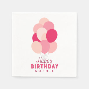 Pink Balloons Happy Birthday Napkins