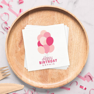Pink Balloons Happy Birthday Napkins