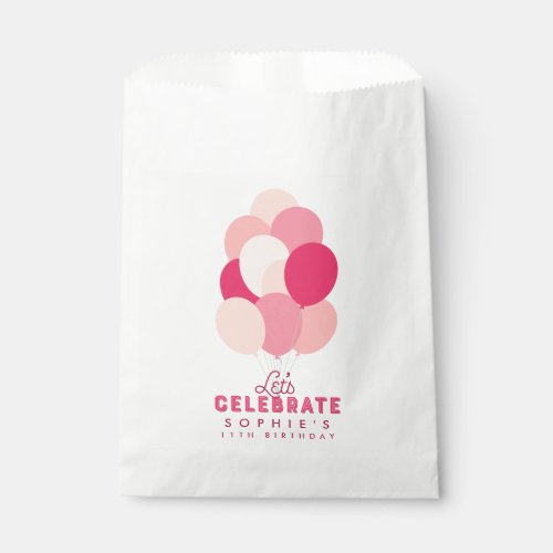 Pink Balloons Lets Celebrate Any Age Birthday Favor Bag