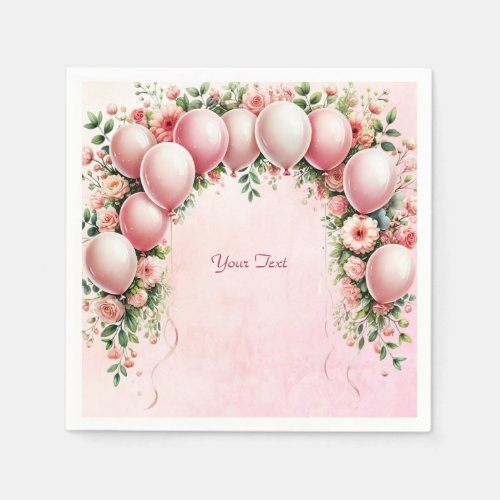 Pink Balloons Paper Napkin