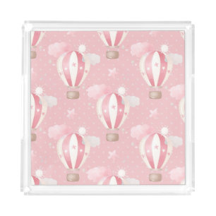 Pink Balloons Pattern Acrylic Tray