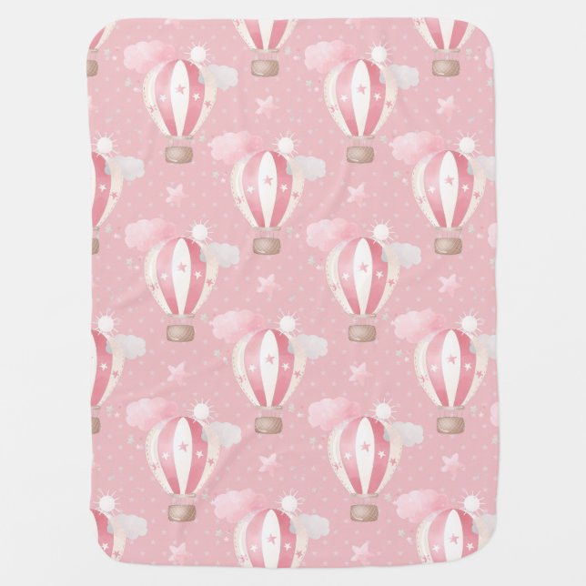 Pink Balloons Pattern Baby Blanket (Front)