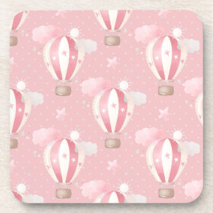 Pink Balloons Pattern Beverage Coaster
