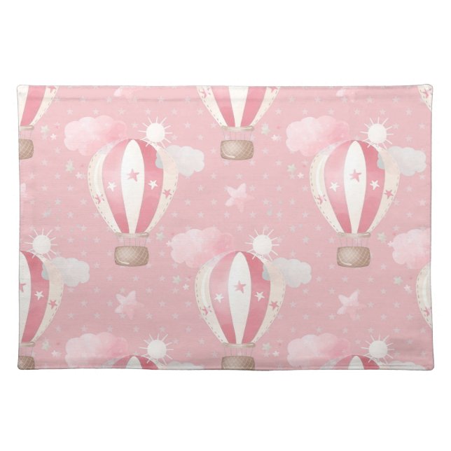 Pink Balloons Pattern Cloth Placemat (Front)