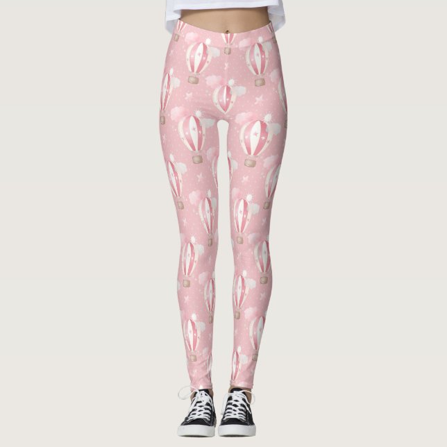 Pink Balloons Pattern Leggings (Front)